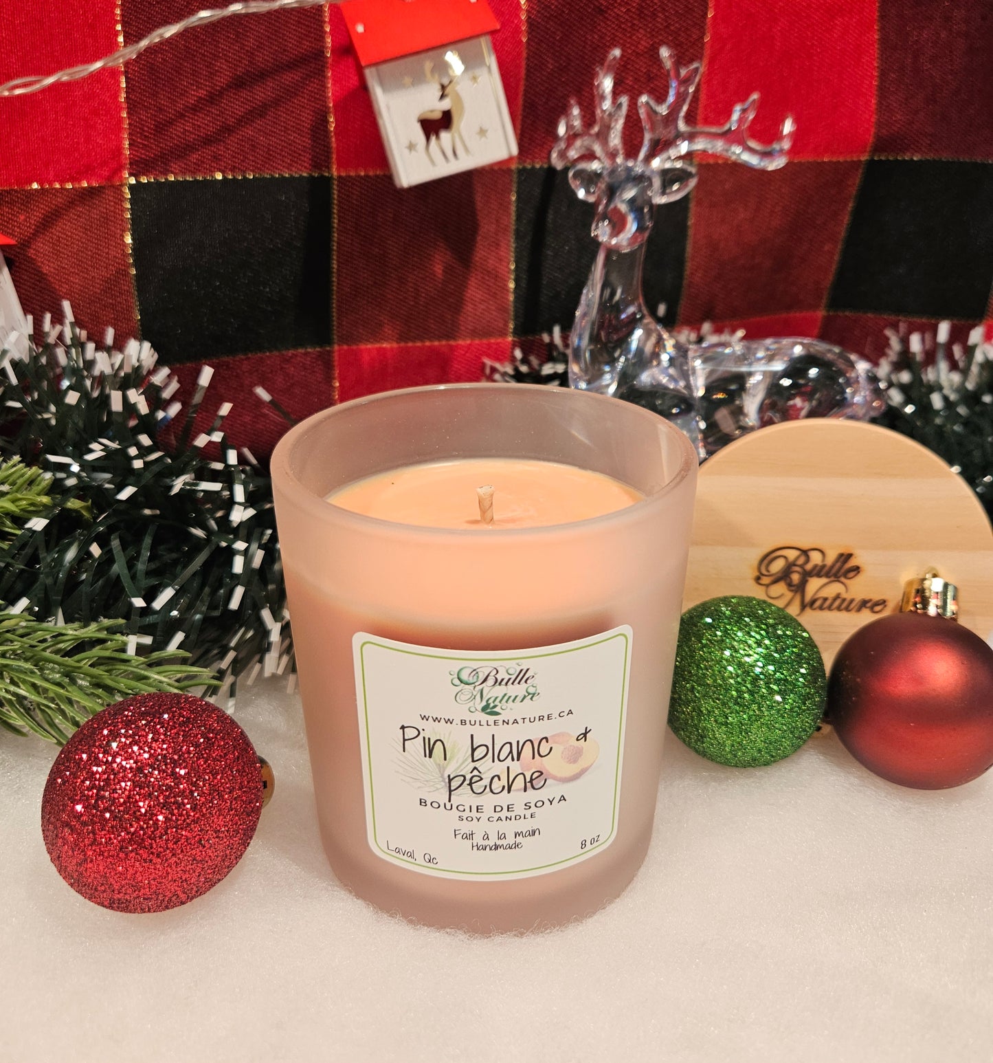 Bougie de soya - Pin blanc et pêche