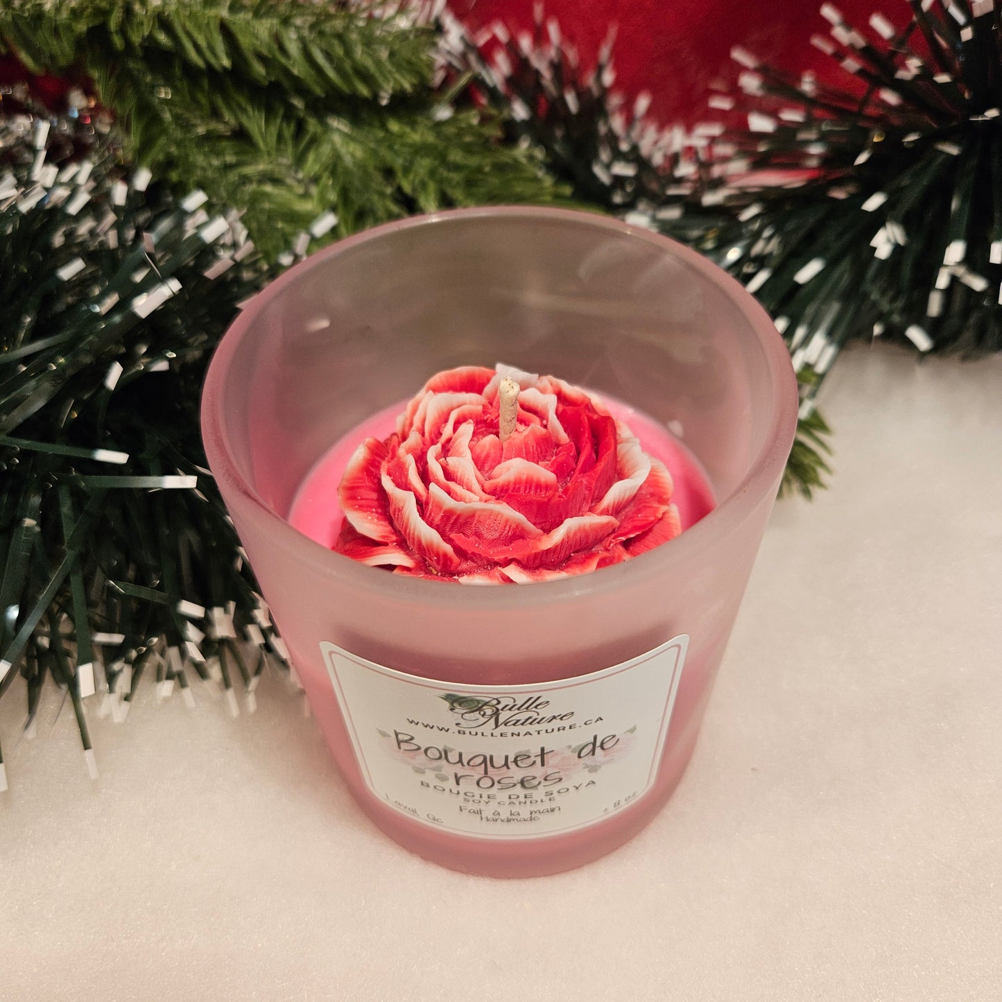 Bougie de soya - Bouquet de roses