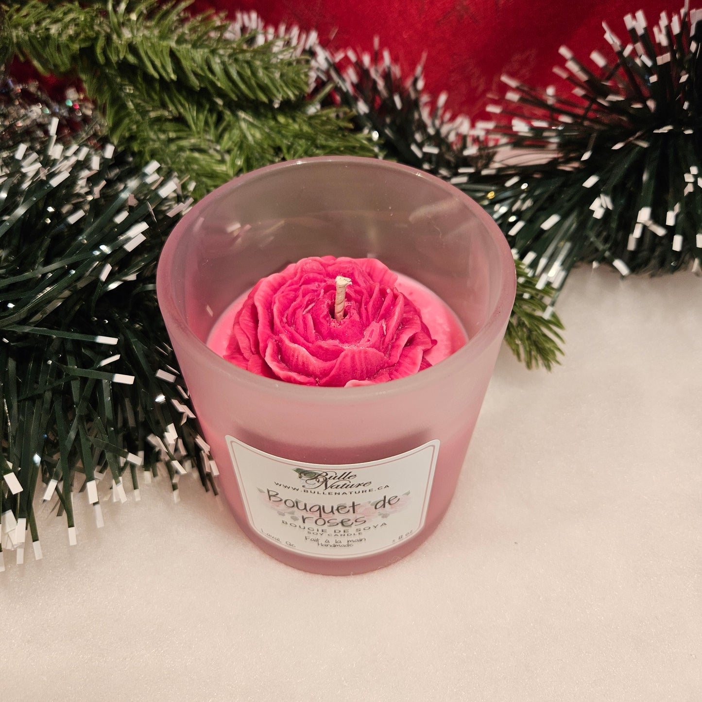 Bougie de soya - Bouquet de roses