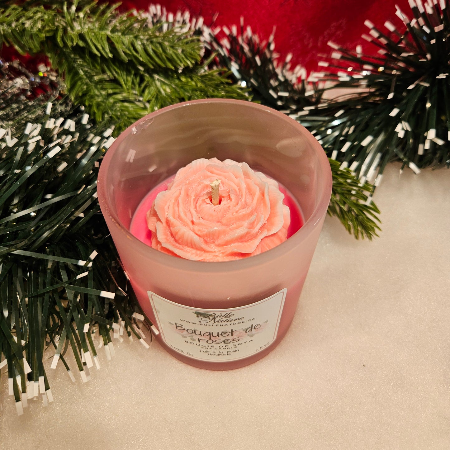 Bougie de soya - Bouquet de roses