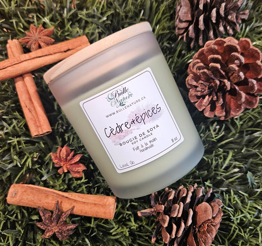 Bougie de soya - Cèdre et épices