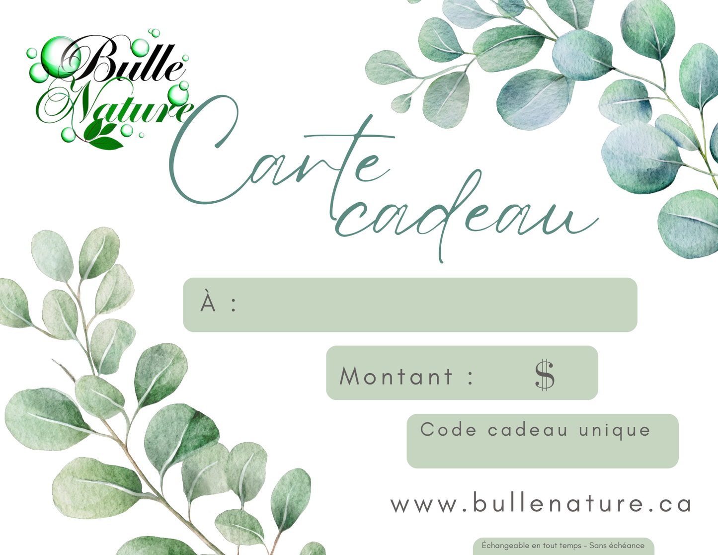 Carte-cadeau Bulle nature