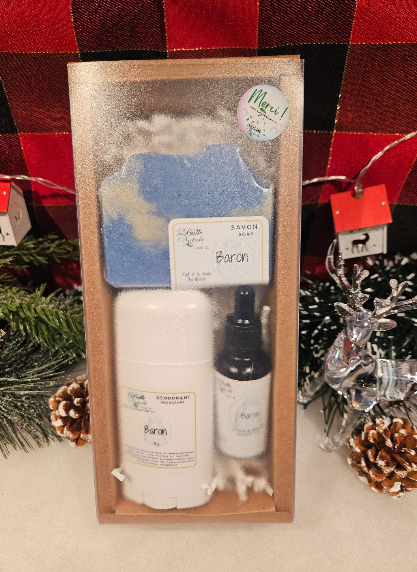 Coffret Homme - Déodorant, huile à barbe et savon
