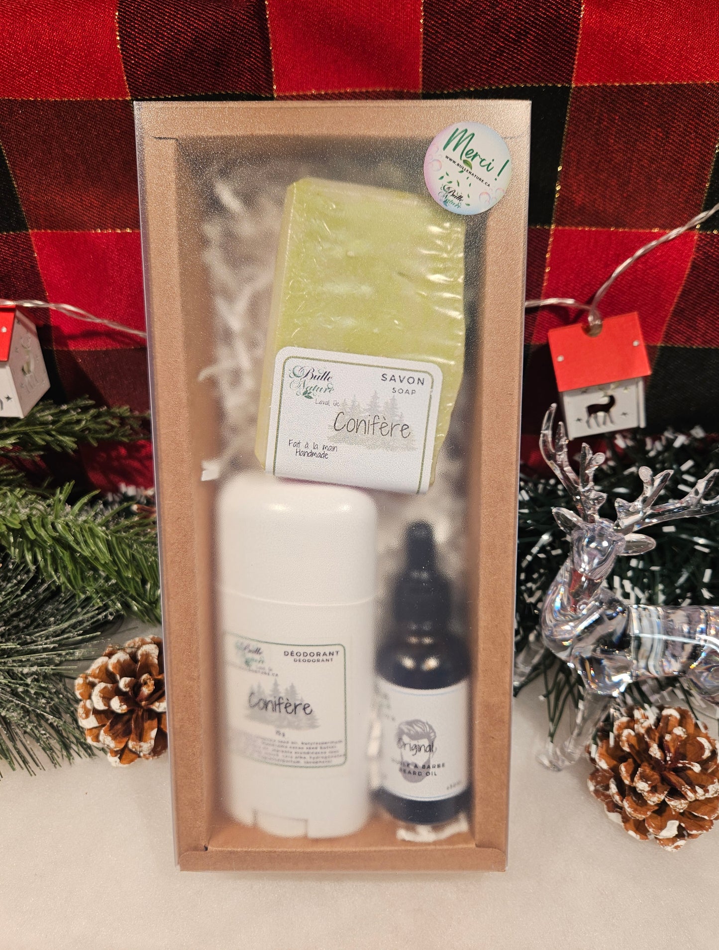 Coffret Homme - Déodorant, huile à barbe et savon