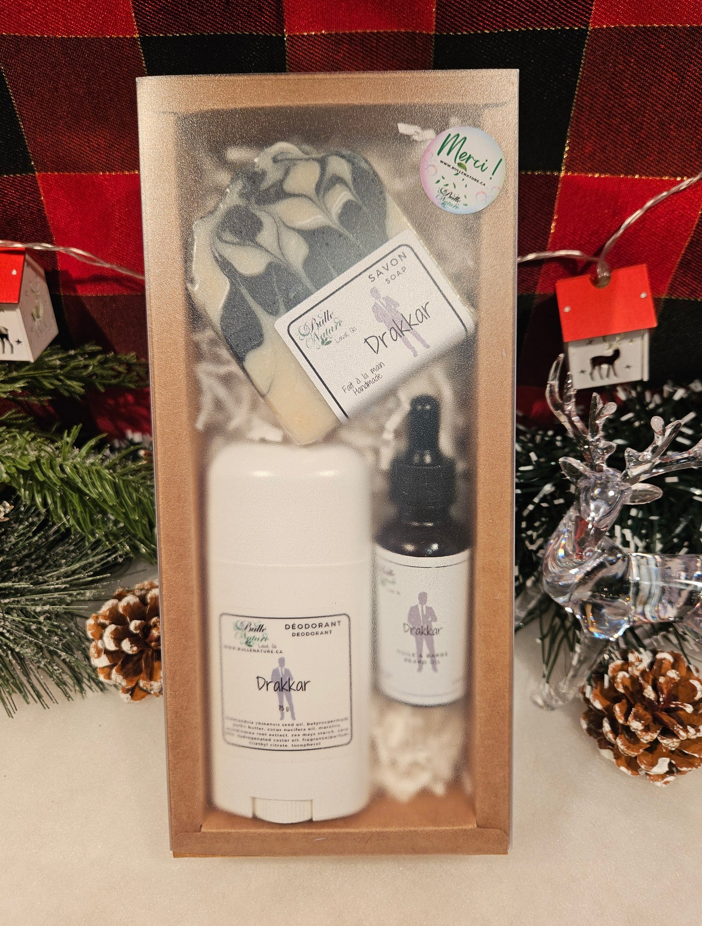 Coffret Homme - Déodorant, huile à barbe et savon