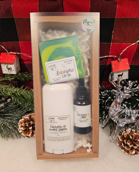 Coffret Homme - Déodorant, huile à barbe et savon